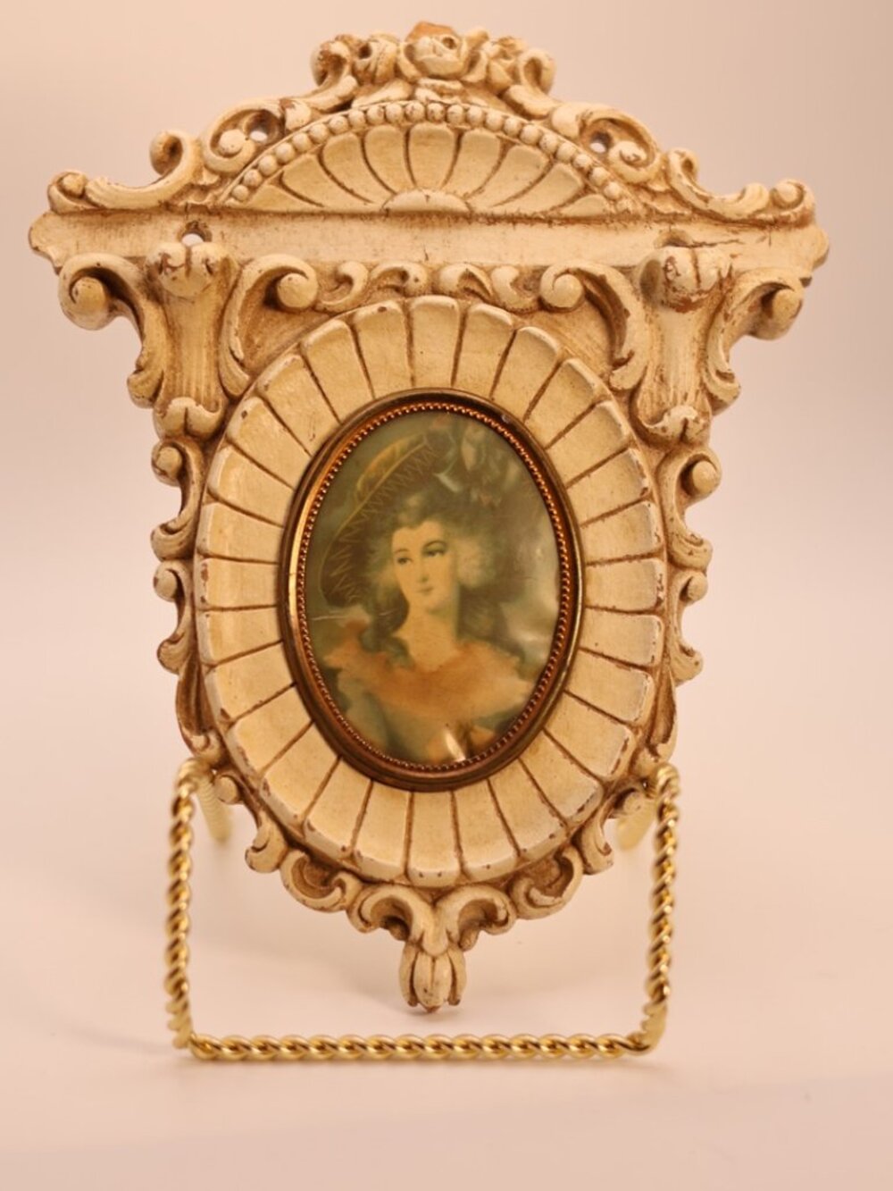Antique Gilded Rococo Wall Art Lady Portrait – Ornate Cameo